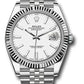 Rolex Stainless Steel and White Gold Datejust 41 Date Watch - 41 MM - Jubilee Bracelet - Fluted Bezel - White Dial - 126334 wij