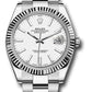 Rolex Stainless Steel and White Gold Datejust 41 Date Watch - 41 MM - Oyster Bracelet - Fluted Bezel - White Dial - 126334 wio