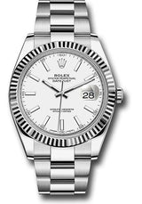 Rolex Stainless Steel and White Gold Datejust 41 Date Watch - 41 MM - Oyster Bracelet - Fluted Bezel - White Dial - 126334-0009