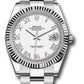 Rolex Stainless Steel and White Gold Datejust 41 Date Watch - 41 MM - Oyster Bracelet - Fluted Bezel - White Roman Dial - 126334 wro