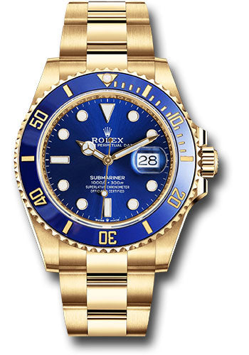 Rolex Yellow Gold Submariner Watch 41MM - Oyster Bracelet - Blue Dial - 126618LB