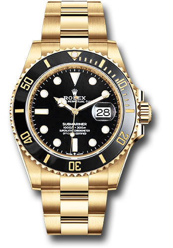 Rolex Yellow Gold Submariner Watch 41MM - Oyster Bracelet - Black Dial - 126618LN