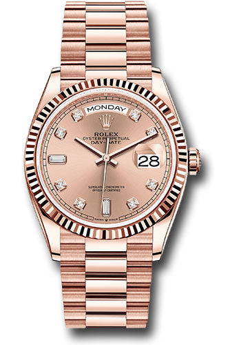 Rolex Presidential Everose Gold Day-Date 36MM - President Bracelet Watch - Rosé Diamond Dial - 128235-0009