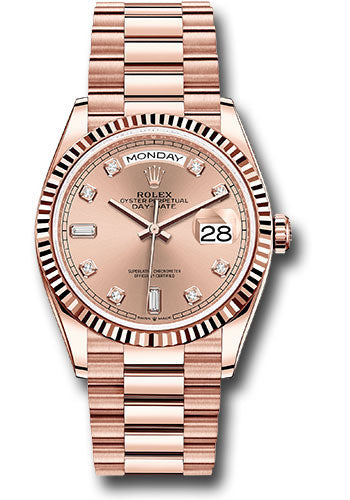 Rolex Presidential Everose Gold Day-Date 36MM - President Bracelet Watch - Rosé Diamond Dial - 128235 rodp