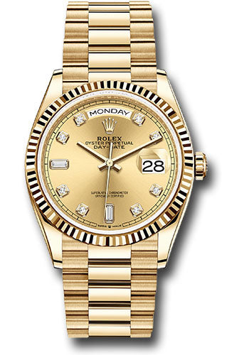 Rolex Presidential Yellow Gold Day-Date 36MM - President Bracelet Watch - Champagne Diamond Dial - 128238-0008