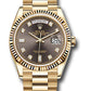 Rolex Presidential Yellow Gold Day-Date 36MM - President Bracelet Watch - Dark Grey Diamond Dial - 128238 dkgdp