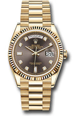 Rolex Presidential Yellow Gold Day-Date 36MM - President Bracelet Watch - Dark Grey Diamond Dial - 128238-0022