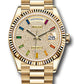 Rolex Presidential Yellow Gold Day-Date 36MM - President Bracelet Watch - Diamond-Paved Rainbow Sapphire Dial - 128238 dprsp