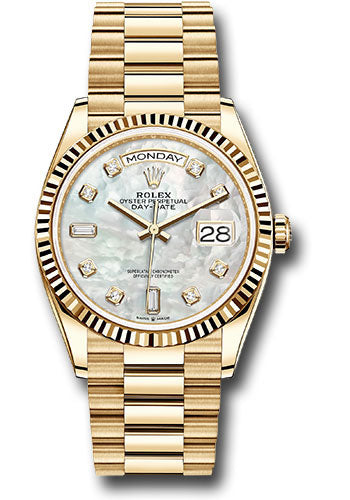 Rolex Presidential Yellow Gold Day-Date 36MM - President Bracelet Watch - Mother-of-Pearl Diamond Dial - 128238 mdp