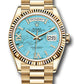Rolex Presidential Yellow Gold Day-Date 36MM - President Bracelet Watch - Turquoise Diamond Dial - 128238 tdidrp
