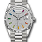 Rolex Presidential White Gold Day-Date 36MM - President Bracelet Watch - Diamond Paved Rainbow Sapphire Dial - 128349RBR dprsp