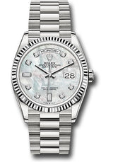 Rolex Presidential White Gold Day-Date 36MM - President Bracelet Watch - Mother-of-Pearl Diamond Dial - 128239-0007