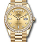 Rolex Presidential Yellow Gold Day-Date 36MM - President Bracelet Watch - Champagne Diamond Dial - 128348RBR chdp