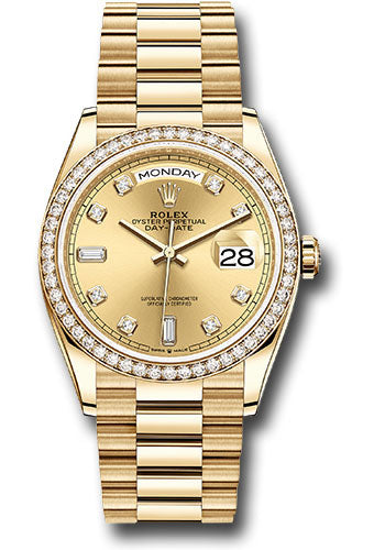 Rolex Presidential Yellow Gold Day-Date 36MM - President Bracelet Watch - Champagne Diamond Dial - 128348RBR chdp