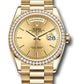 Rolex Presidential Yellow Gold Day-Date 36MM - President Bracelet Watch - Champagne Index Dial - 128348RBR chip