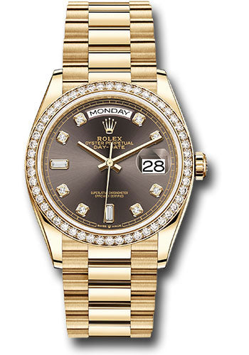 Rolex Presidential Yellow Gold Day-Date 36MM - President Bracelet Watch - Dark Grey Diamond Dial - 128348RBR dkgdp