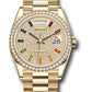 Rolex Presidential Yellow Gold Day-Date 36MM - President Bracelet Watch - Diamond-Paved Rainbow Sapphire Dial - 128348RBR dprsp