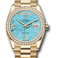 Rolex Presidential Yellow Gold Day-Date 36MM - President Bracelet Watch - Turquoise Diamond Dial - 128348RBR tdidrp