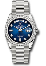 Rolex Presidential White Gold Day-Date 36MM - President Bracelet Watch - Blue Ombré Diamond Dial - 128349RBR-0010