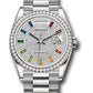 Rolex Presidential White Gold Day-Date 36MM - President Bracelet Watch - Diamond Paved Rainbow Sapphire Dial - 128349RBR dprsp