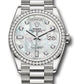 Rolex Presidential White Gold Day-Date 36MM - President Bracelet Watch - Mother-of-Pearl Diamond Dial - 128349RBR mdp