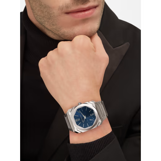 Bvlgari Octo Finissimo - Stainless Steel 40 MM - Stainless Steel Bracelet - Blue Dial - Stainless Steel Bezel - 103431