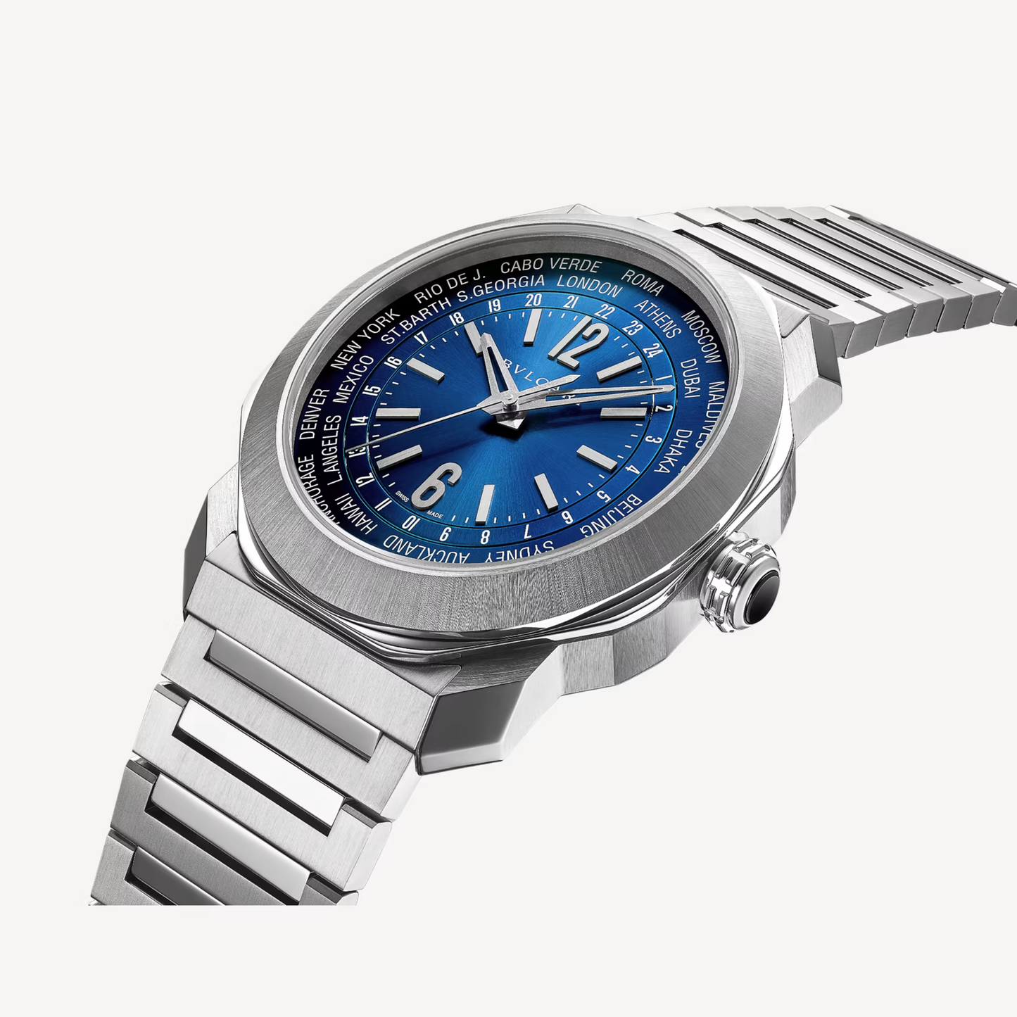 Bvlgari Octo Roma - Stainless Steel 41 MM - Stainless Steel Bracelet - Blue Sunburst Dial - Stainless Steel Bezel - 103481