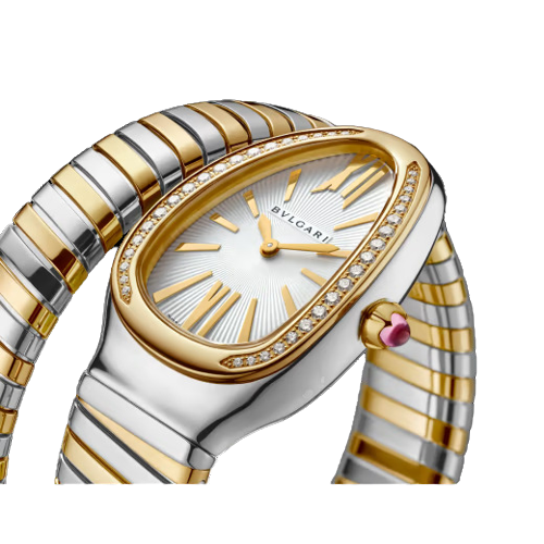 Bvlgari Serpenti Tubogas - 35 MM - Steel And Yellow Gold - White Dial - 103648  nyc watcher nyc watches