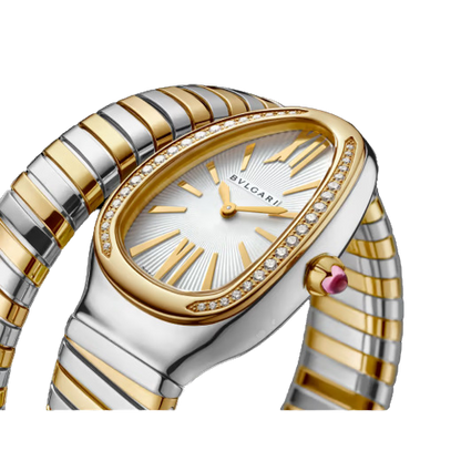 Bvlgari Serpenti Tubogas - 35 MM - Steel And Yellow Gold - White Dial - 103648  nyc watcher nyc watches