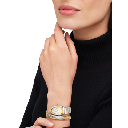 Bvlgari Serpenti Tubogas - 35 MM - Steel And Yellow Gold - White Dial - 103648  nyc watcher nyc watches