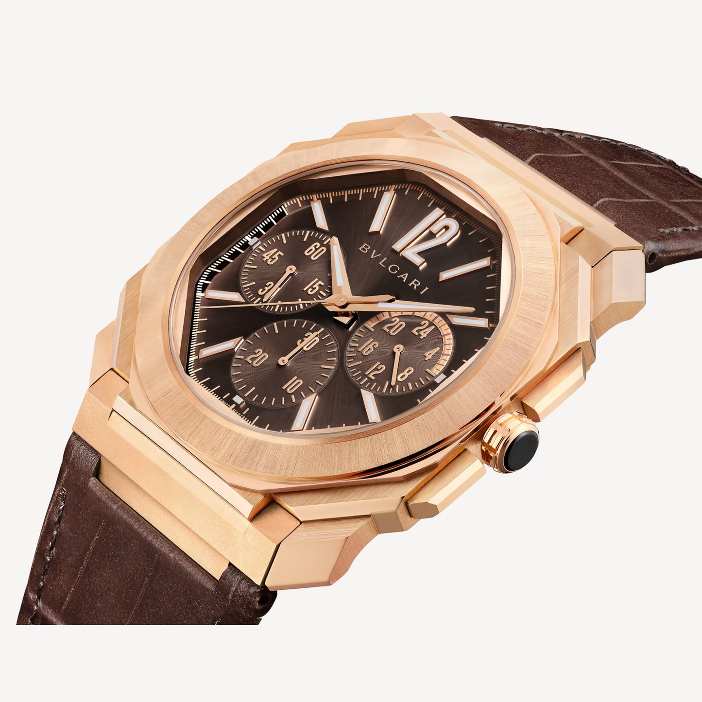 Bvlgari Octo Finissimo - Rose Gold 43 MM - Brown Leather Strap - Brown Dial - Rose Gold Bezel - 103468