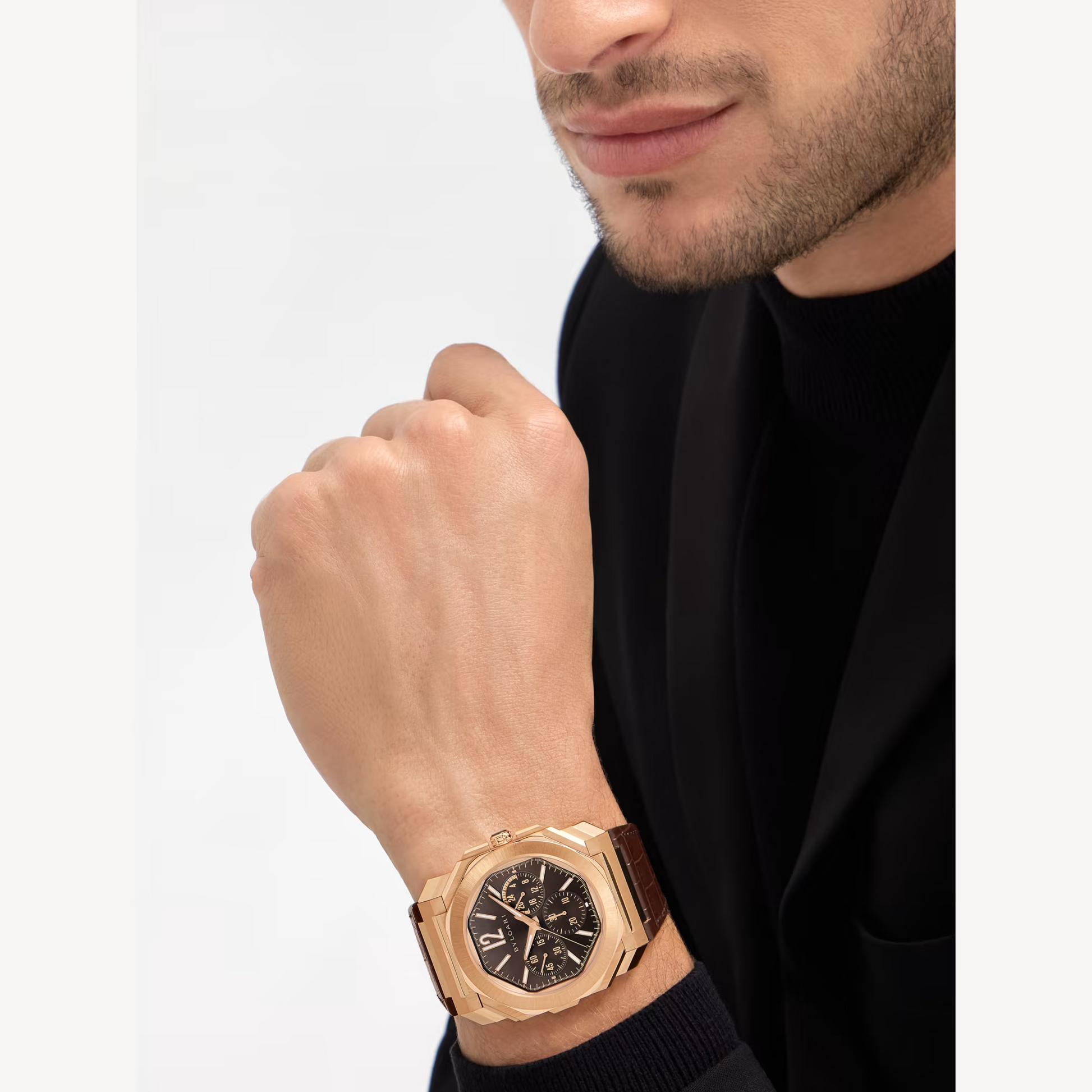 Bvlgari Octo Finissimo - Rose Gold 43 MM - Brown Leather Strap - Brown Dial - Rose Gold Bezel - 103468