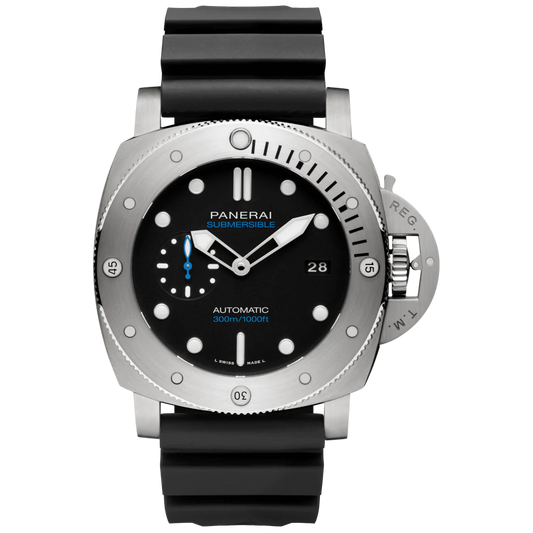 Panerai Submersible Titanium 47 MM - Black Leather Strap - Black Dial - PAM02305