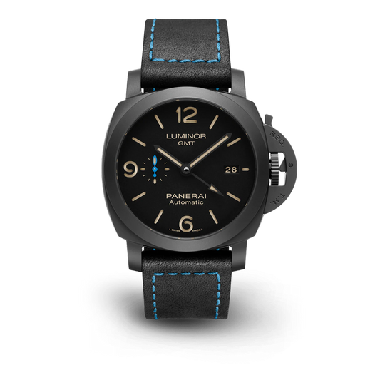 Panerai Luminor GMT Black Ceramic 44 MM - Black Leather Strap - Black Dial - PAM01441