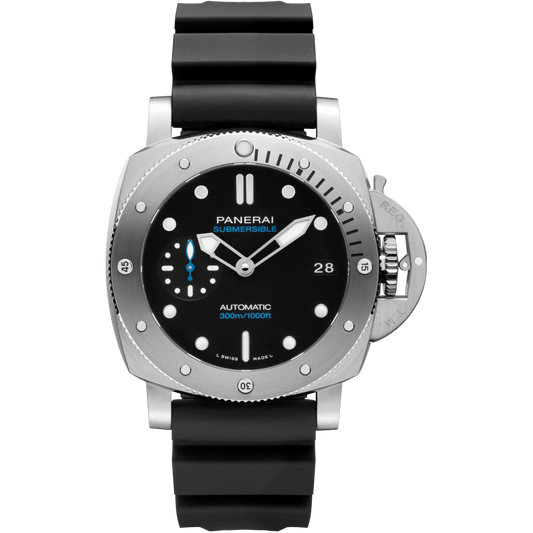 Panerai Submersible Stainless Steel 44 MM - Black Rubber Strap - BlackDial - PAM02973