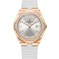  Vacheron Constantin Overseas Quartz Pink Gold 33 MM - White Rubber Strap - Diamond Bezel - Silver Dial - 1205V/000R-B592