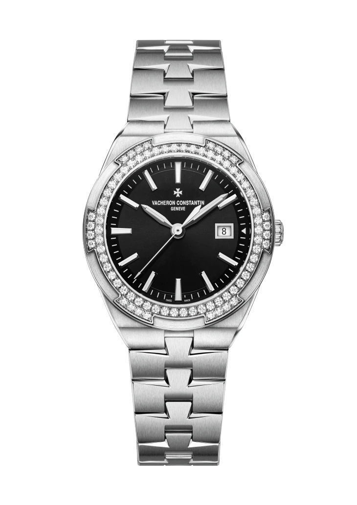 Vacheron Constantin Overseas Quartz Stainless Steel 33 MM - Stainless Steel Bracelet - Diamond Bezel - Black Dial - 1205V/100A-B591