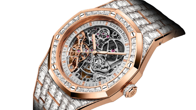 Audemars Piguet Royal Oak Rose Gold Diamond Double Balance Wheel Openworked 41 MM - Rose Gold Diamond Bracelet - Openworked Dial - 15417OR.ZZ.1267OR.01