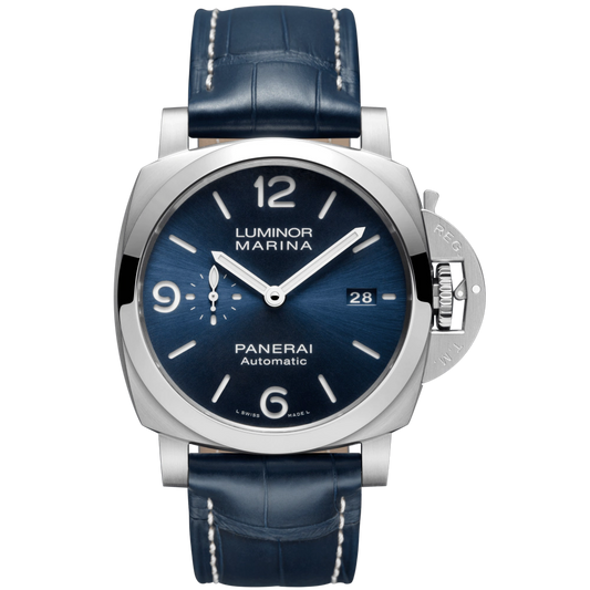 Panerai Luminor Marina Stainless Steel 44 MM - Blue Leather Strap - Blue Dial - PAM01313