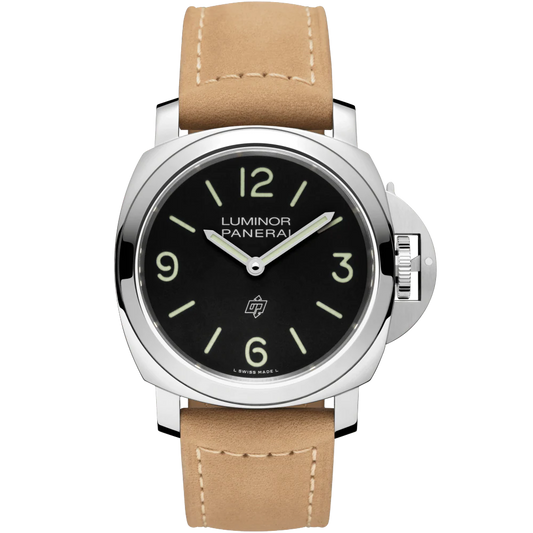 Panerai Luminor Stainless Steel 44 MM - Beige Leather Strap - Black Dial - PAM01086