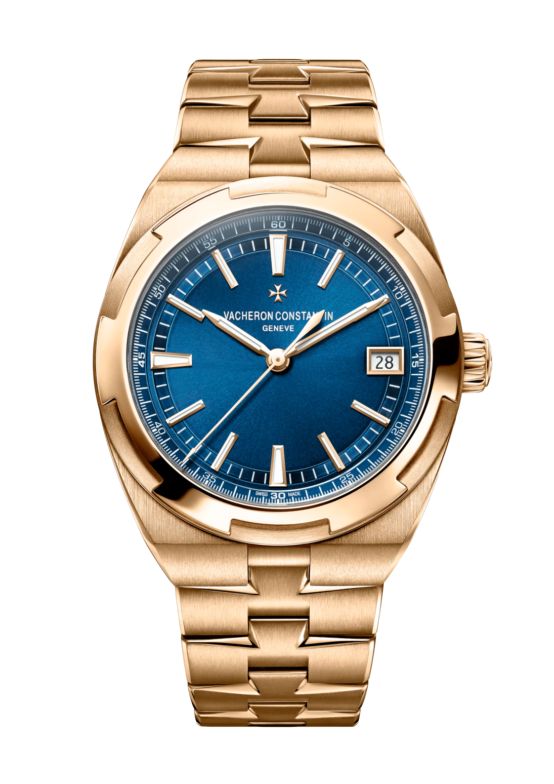 Vacheron Constantin Overseas Rose Gold 11.0 mm - Pink Gold Bracelet - Blue Dial - 4500V/110R-B705