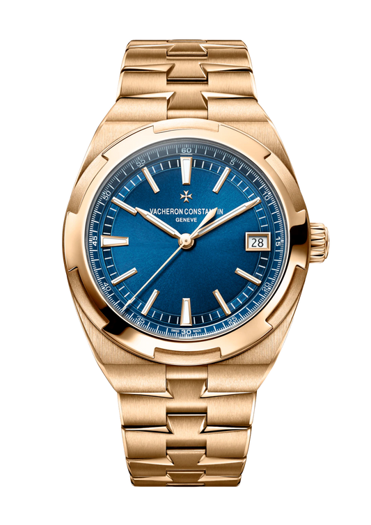 Vacheron Constantin Overseas Rose Gold 11.0 mm - Pink Gold Bracelet - Blue Dial - 4500V/110R-B705