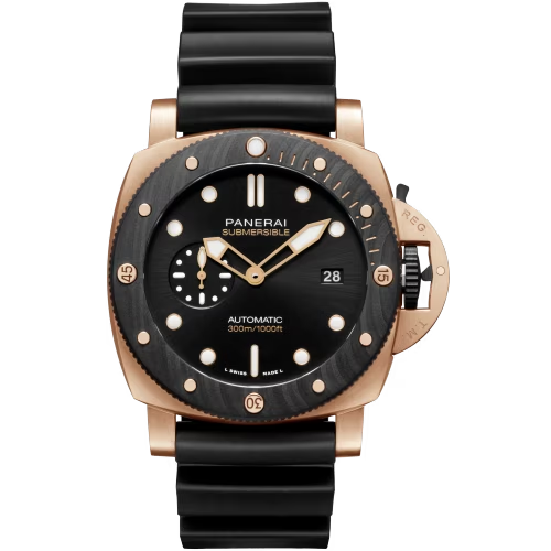 Panerai Submersible QuarantaQuattro Goldtech™ 44 MM - Black Rubber Strap - Black Dial - PAM02070