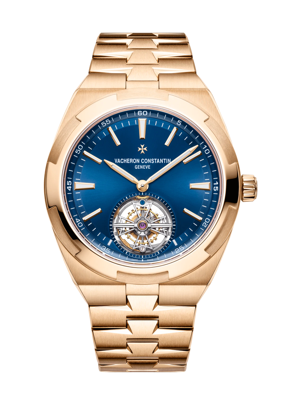 Vacheron Constantin Overseas Tourbillon Rose Gold 42.5 mm - Pink Gold Bracelet - Blue Dial - 6000V/110R-B733