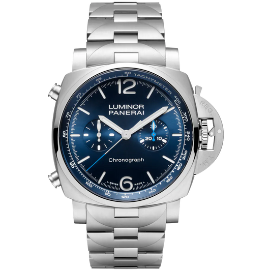 Panerai Luminor Chrono Stainless Steel 44 MM - Stainless Steel Bracelet - Blue Dial - PAM01110