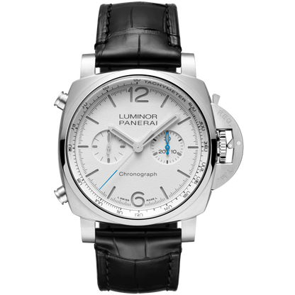 Panerai Luminor Chrono Stainless Steel 44 MM - Black Leather Strap - White Dial - PAM01218