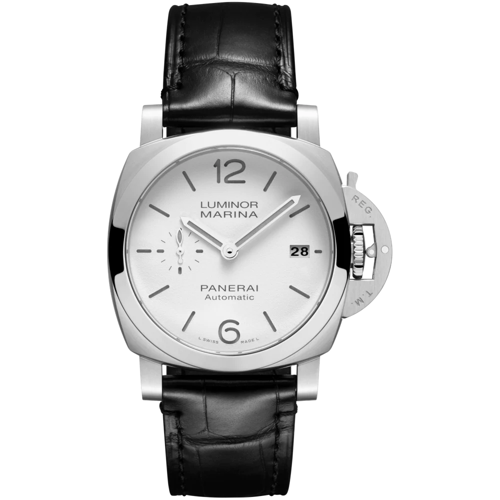 Panerai Luminor Quaranta Stainless Steel 40 MM - Black Leather Strap - White Dial - PAM01371