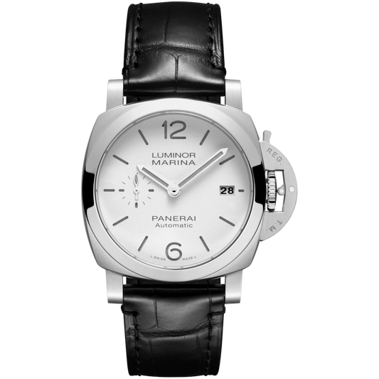 Panerai Luminor Quaranta Stainless Steel 40 MM - Black Leather Strap - White Dial - PAM01371
