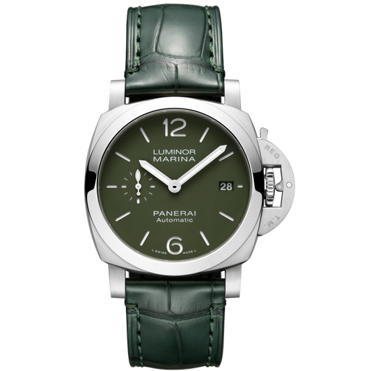 Panerai Luminor Quaranta Stainless Steel 40 MM - Military Green Leather Strap - Military Green Dial - PAM01304