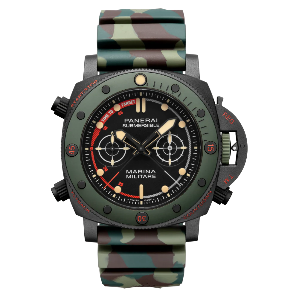 Panerai Submersible Forze Speciali Experience 47 MM - Green Militare Rubber Strap - Black Dial - PAM01238
